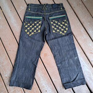 Vintage Russo Gold Embroidered Stitched Denim Jeans 32x24 (Altered)